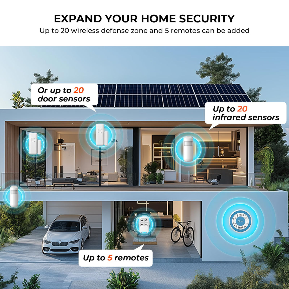 PGST Wireless Home Alarm System,Smart Home Security System with Tuya App Instant Alerts,DIY Door Alarms Kits Siren Hub with Door/Motion Sensors,Remote,Work with Alexa/Google Assistant for Apartment