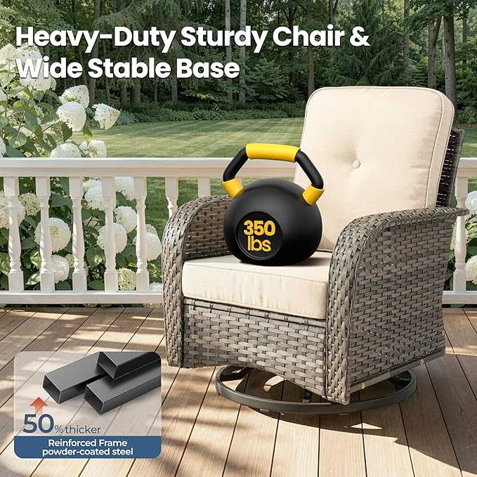 Weaxty Outdoor Swivel Rocker Patio Chairs, 3 Pieces Patio Furniture Set