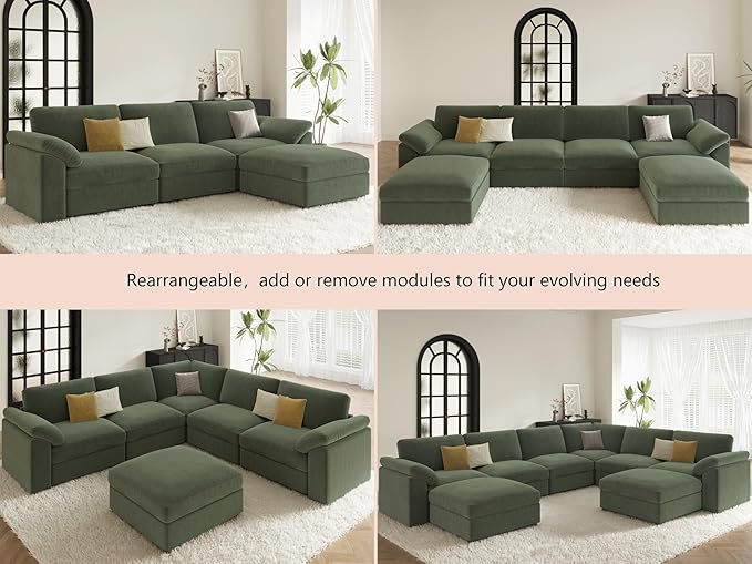 EASE MOOSE Oversized L Shaped Sectional Modular Sofa, Large U Shaped Sectional