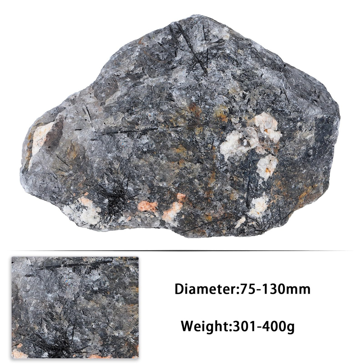 SUNYIK Natural Raw Rough Stones for Tumbling, Black Rutilated Quartz Rock Specimen for Home Office Decoration Reiki Healing Meditation, 301-400g
