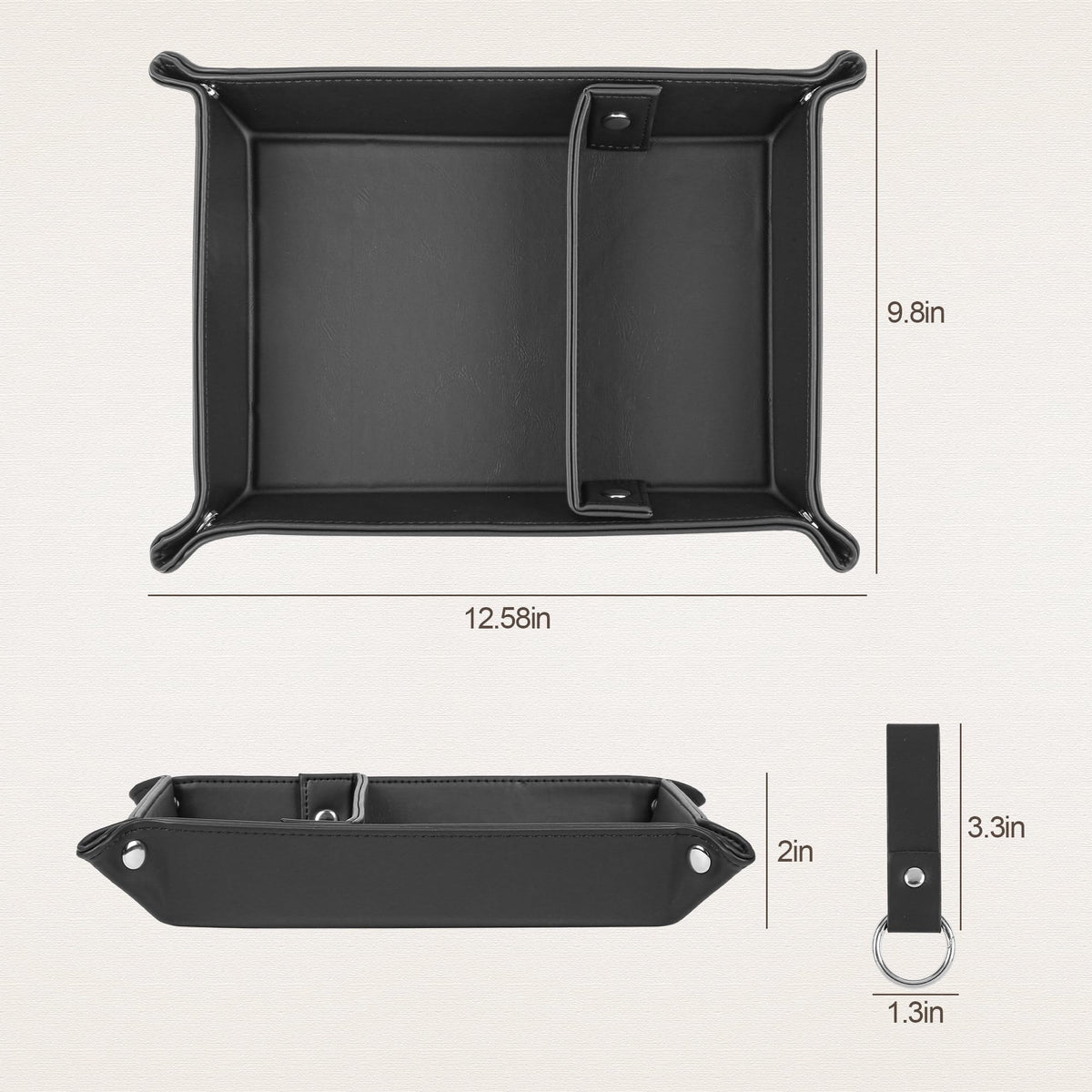 Deluxe Leather Tray Desktop Storage Organizer Watch Remote Control Jewelry Cell Phone Wallet Keychain Desktop Storage for Home, Camping Unique Gift Ideas for Men and Friends