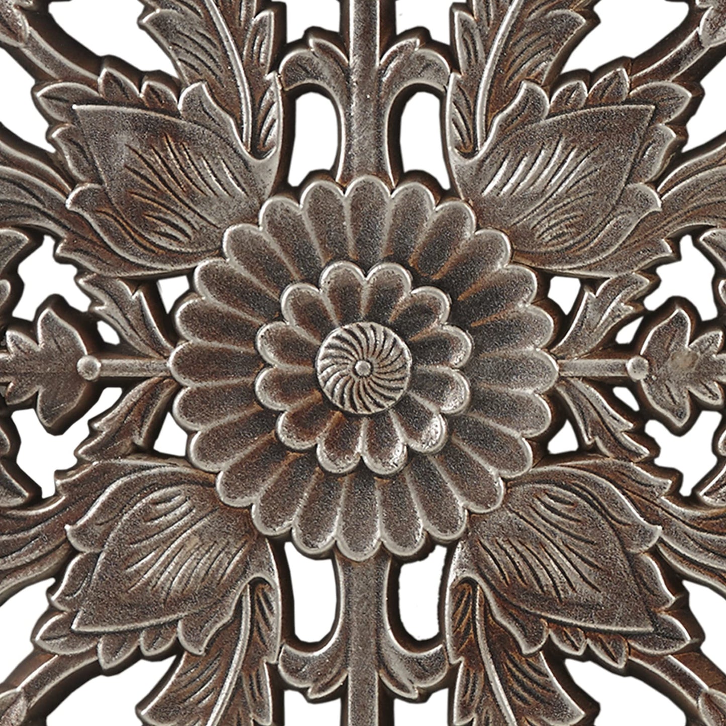 Madison Park Wall Art Living Room Décor - Floral Antiqued Wooden Carving Wall Decor Panel, Silver Embellished, Ready to Hang Wall Decor for Bedroom, 15.75"W x 31.5"L x 0.59"D, Bronze, 2 Piece