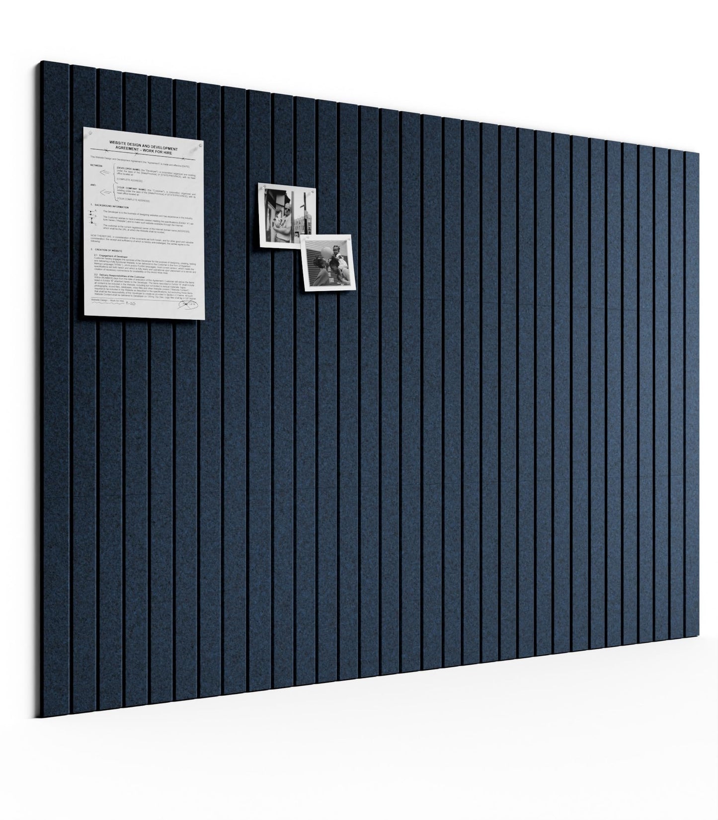 Bumusty Large Cork Board Alternative-48 x 36" Felt Bulletin Board Tiles, with 30 Pushpins, 70 Adhesive Tabs, Fine-Stripe 12-Pack, Cork Boards for Office Push Pin Board Felt Board-Carbon Blue