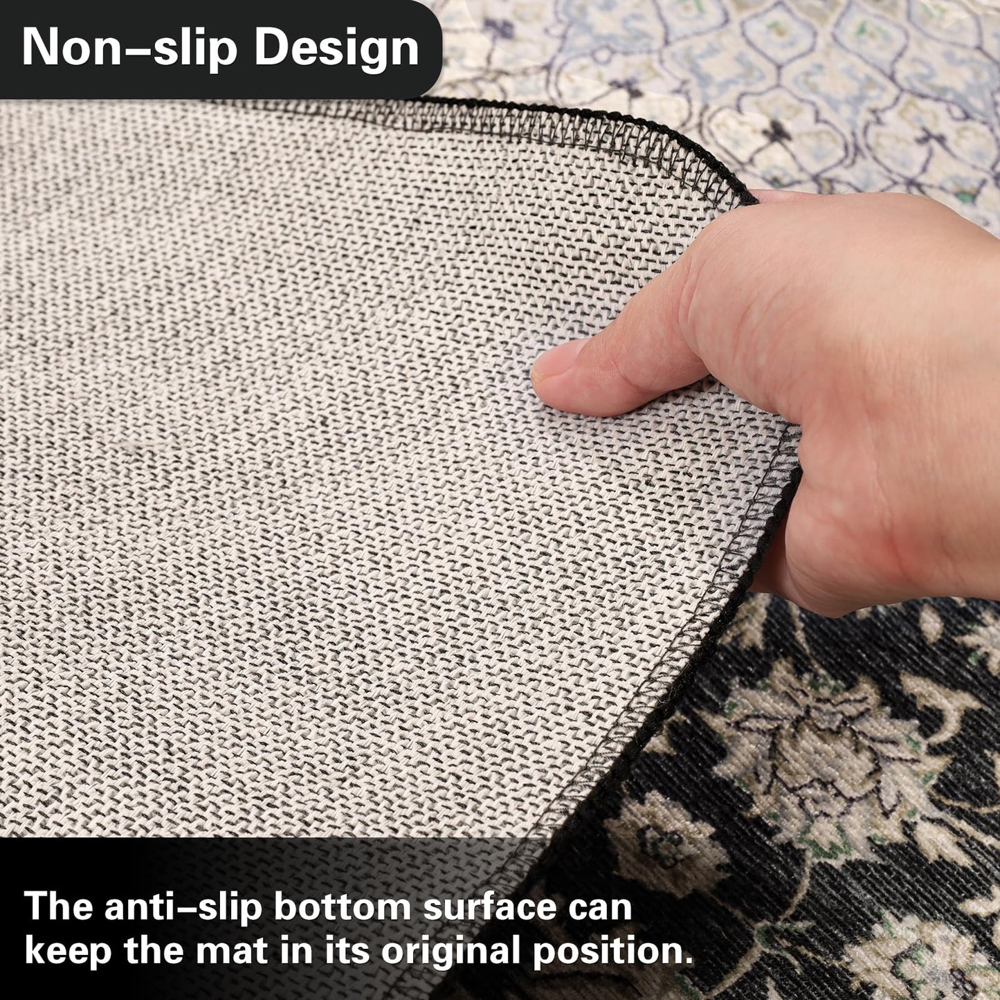 36" X 48" Office Chair Mat for Hardwood and Tile Floors, Under Desk Chair Mat for Carpet Protector Rolling Computer Chairs, Machine Washable Non-Slip Area Rug, Black