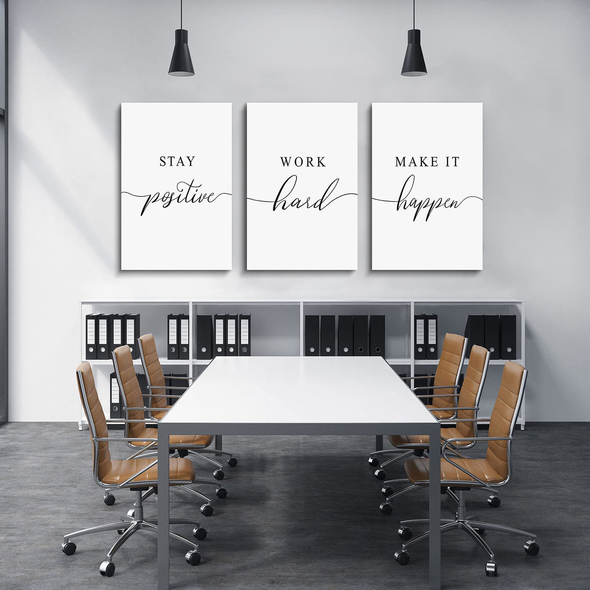 Framed Canvas Wall Art Positive Quote, Office Art, White Large Poster, Motivational Artwork Set of 3 Prints, Inspirational Poster Prints (G-3pcs,12x16inchx3pcs)