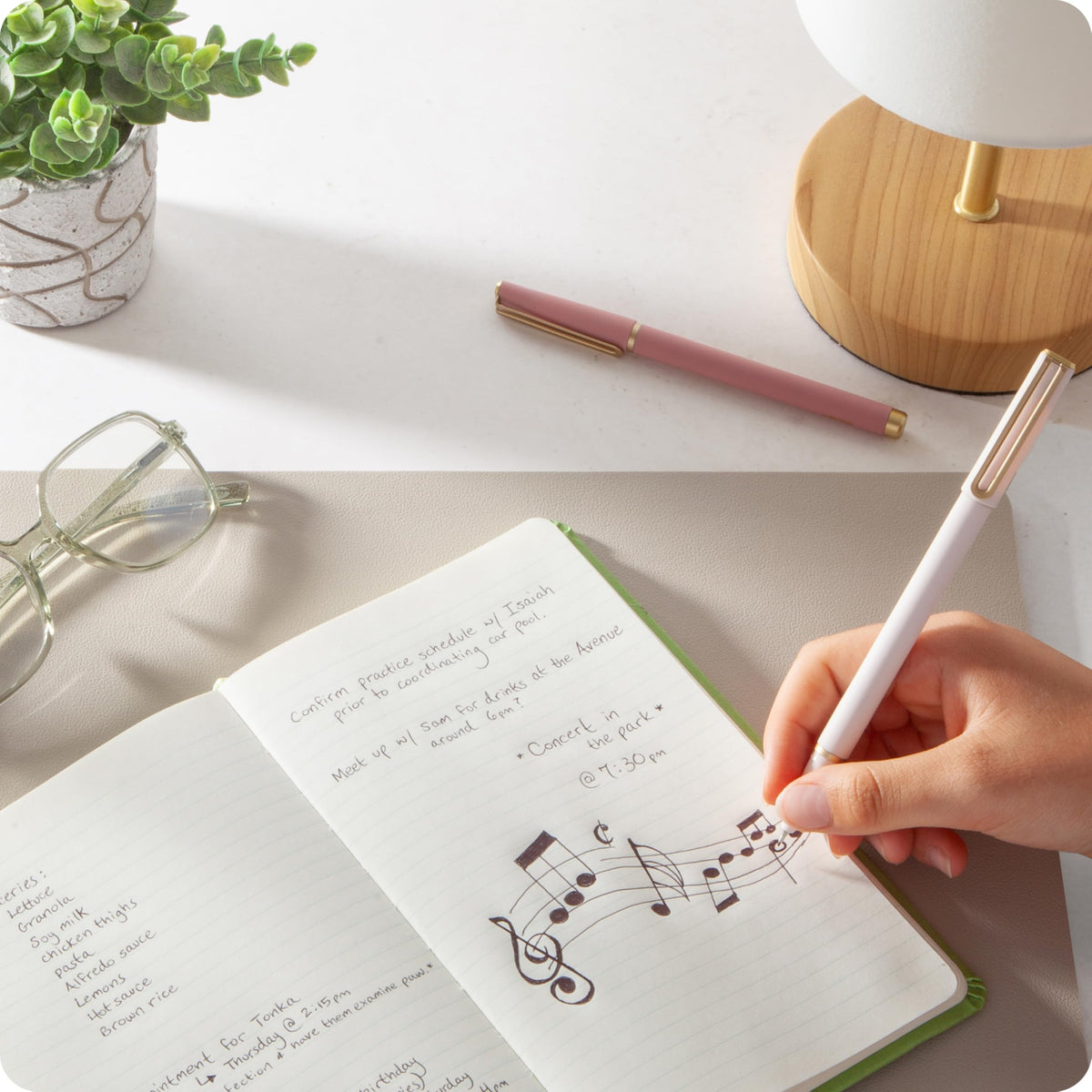 U Brands Catalina Felt Tip Pens with Rose Gold Accents, Medium (0.7 mm) Point, Black Ink, Set of 3, Fashion Soft Touch