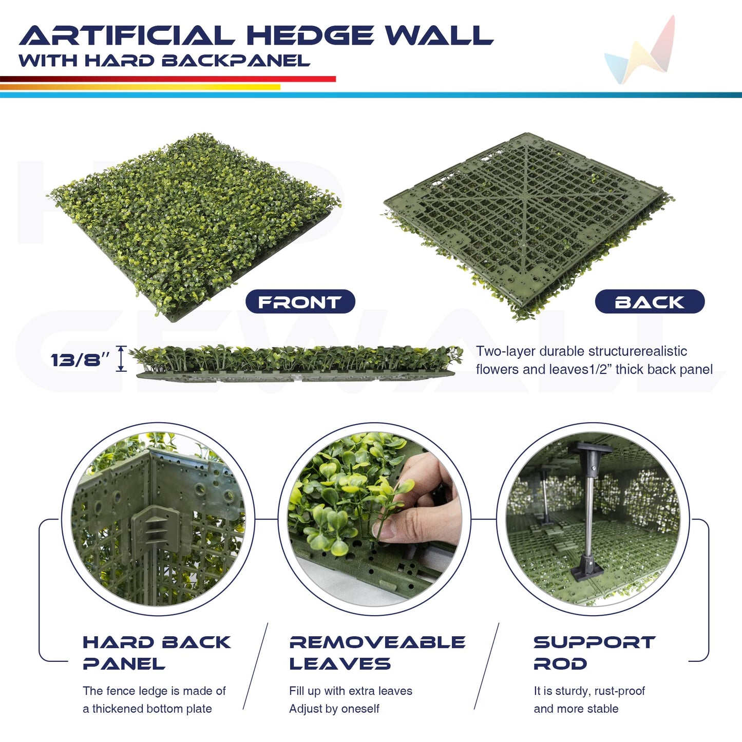Windscreen4less 18Wx36Hx6D inches Artificial Boxwood Hedge Wall, Greenery Fake Grass Background Partition, Outdoor Privacy Wall for Terrace, Balcony, Restaurant, Garden, Party Decoration
