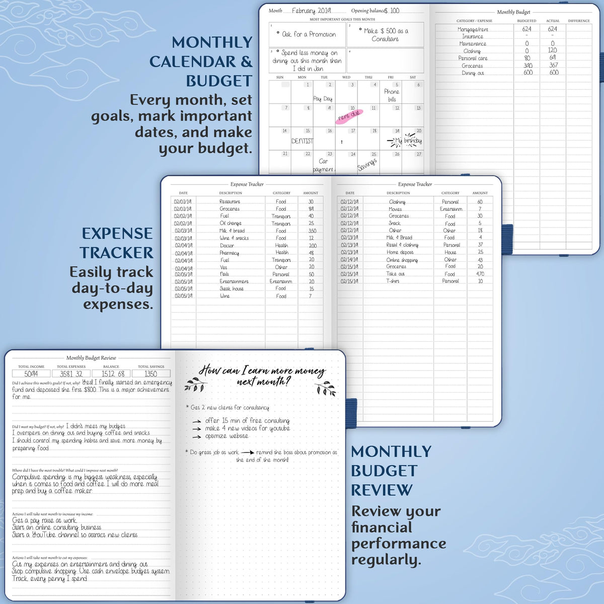 Legend Budget Planner – Financial Organizer Book. Money Account & Expense Tracker Notebook Journal for Household Monthly Budgeting (Mystic Blue)