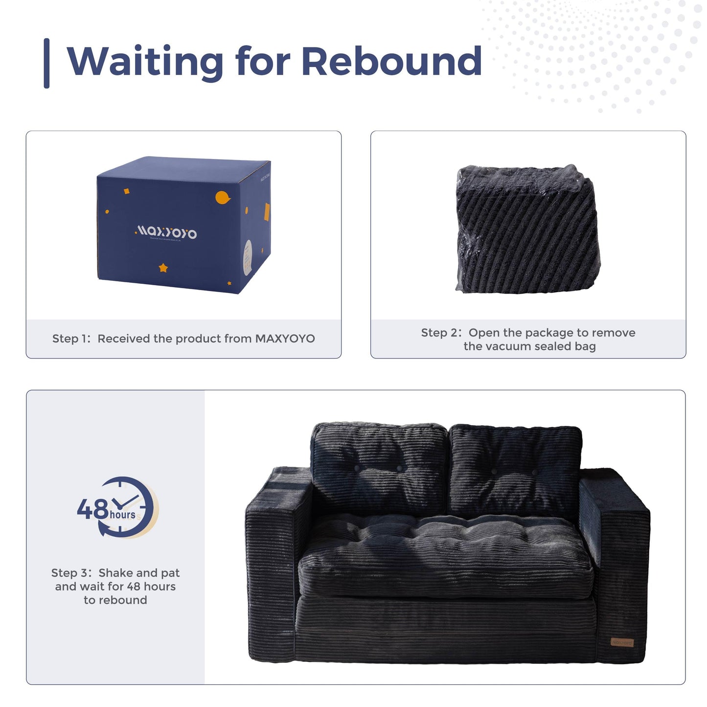MAXYOYO Convertible Sofa Bed, Pull Out Loveseat Sleeper Sofa, 2 in 1 Folding Couch Bed, Fold Out Floor Couch with Pillows for Living Room Bedroom Lounge, Black