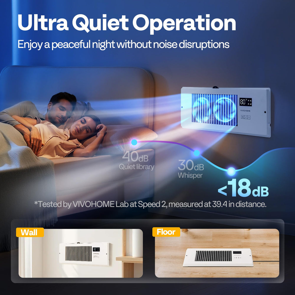 VIVOHOME Quiet Register Booster Fan with Opening 4" x 12" - Smart Thermostat, 10-Speed Control, Removable Dust-proof Mesh & Register Blocker, White