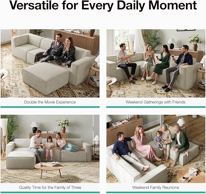 Novilla 151.2" Modular Sectional Sofa, No Assembly Cloud Sectional Couch