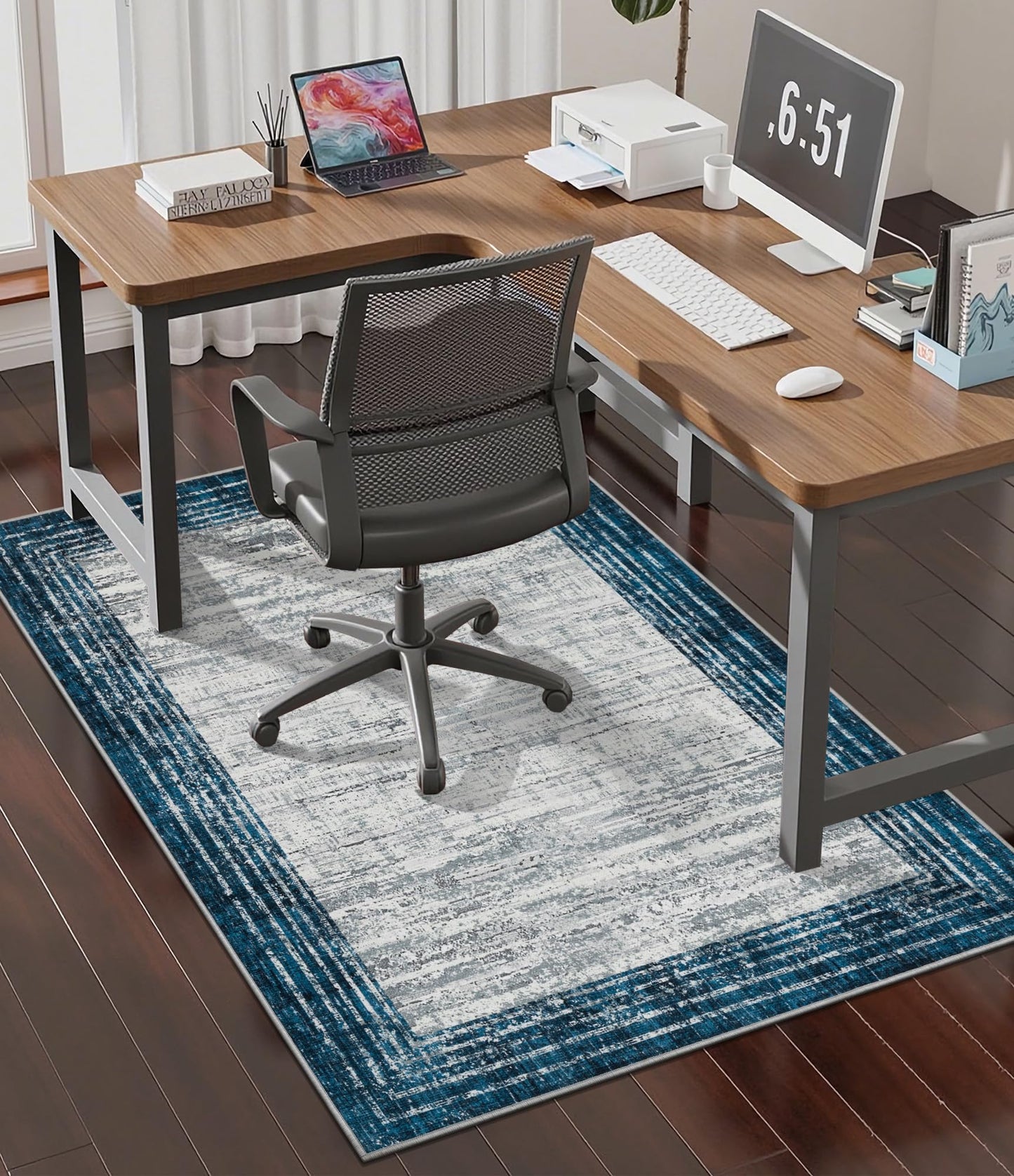 chakme Office Chair Mat for Hardwood Floor, 48"x36" Easy Glide Computer Desk Mat Protector for Rolling Chair Under Desk Rug Nonslip Backing, Machine Wash, (Square)
