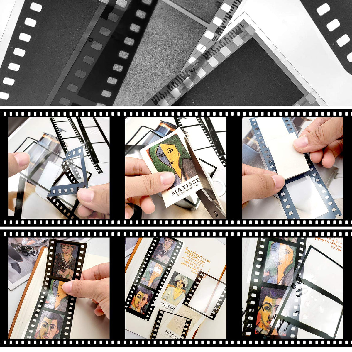 Mayplous 5 Packs Retro Film Strip Stickers, Camera Photo Border Decals for Scrapbooking, Photo Albums, Journaling, Card Making (Memories)