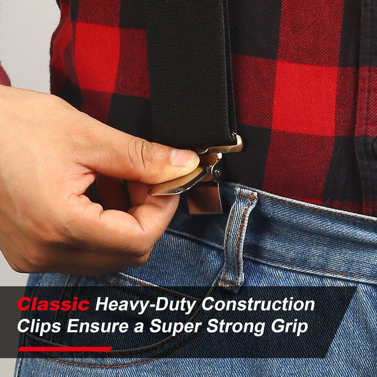 Ultrashang CLASSIC Mens Heavy-Duty Suspender: 2-Inch Wide, Sturdy Clips, X-Back, Adjustable Elastic Work Suspenders
