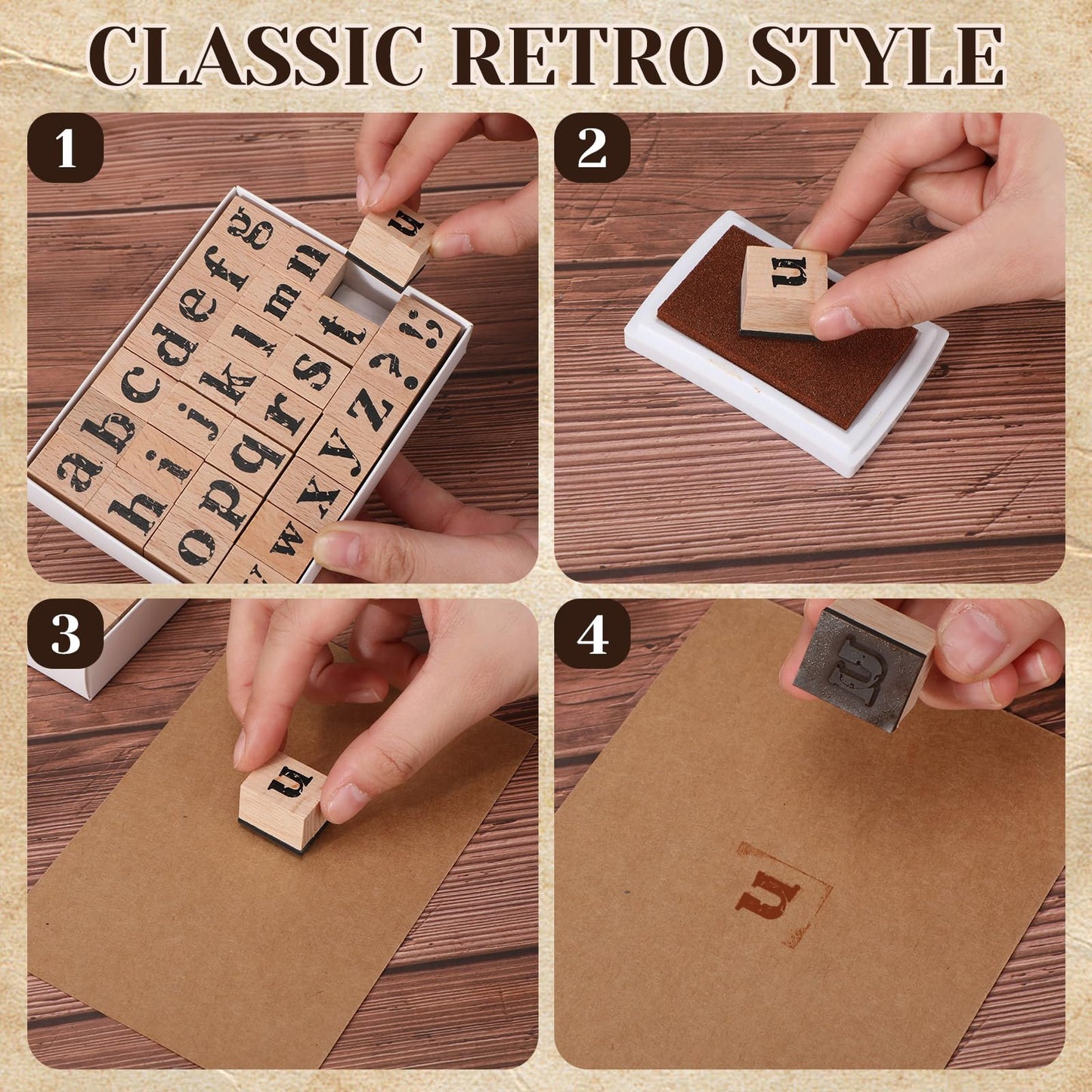 Marspark 66 Pcs Wooden Alphabet Number Stamps Small Letters Wooden Rubber Number Letter with Symbols for Rubber Stamps, DIY Projects, Arts and Crafts, Scrapbooking