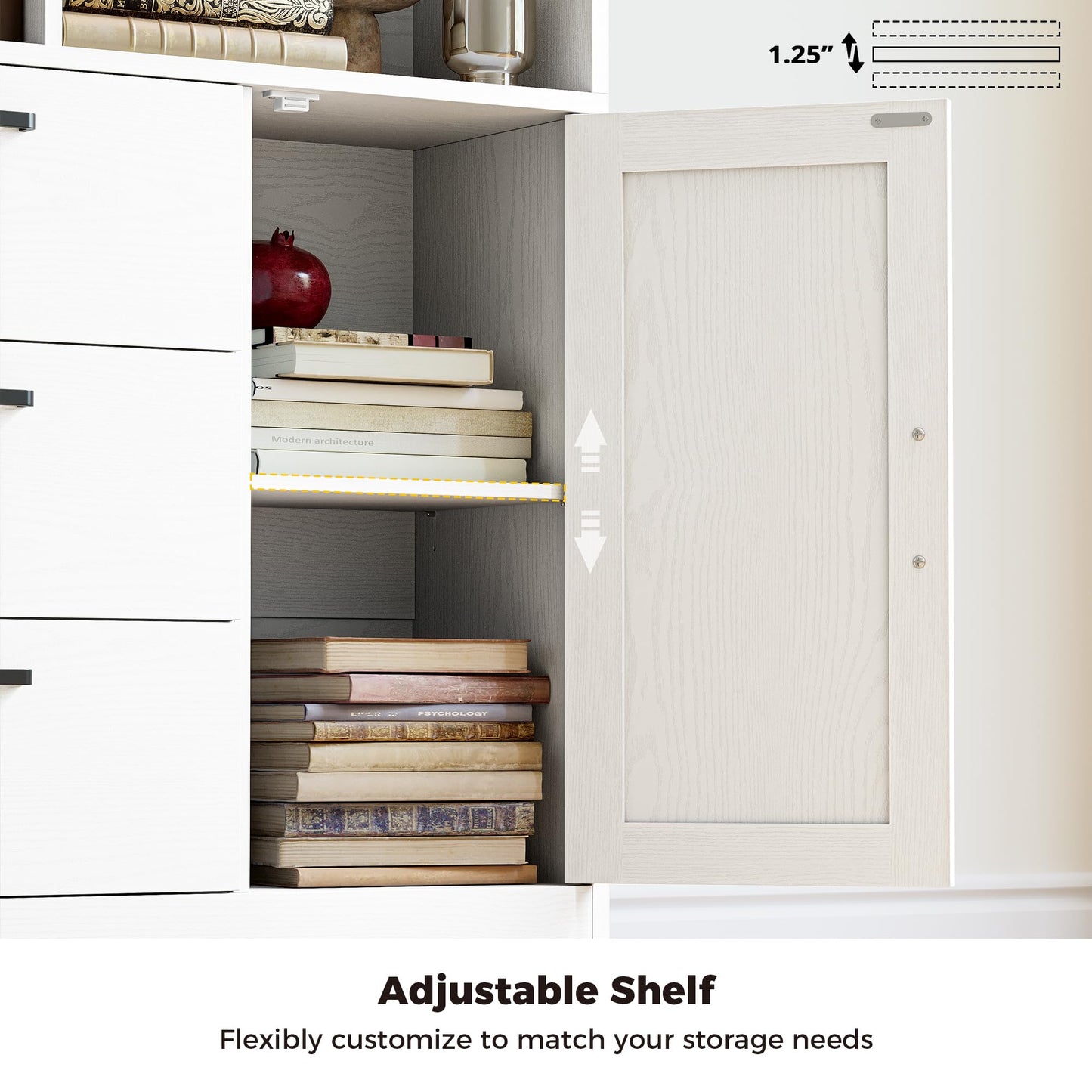 IRONCK Bookshelf, 70.9 Inch Tall Bookcase, Black Book Shelf with Doors and 3 Drawers, 3-Tier Bookshelves with 6 Open Cubes for Home Office, Living Room, Study