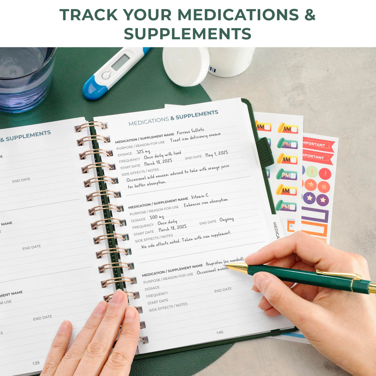 Clever Fox Personal Health Record Keeper – Medical Care Planner – Wellness & Medication Tracker Journal for Patients – Organizer Notebook, Daily Tracking Log Book & Appointment Diary (Forest Green)