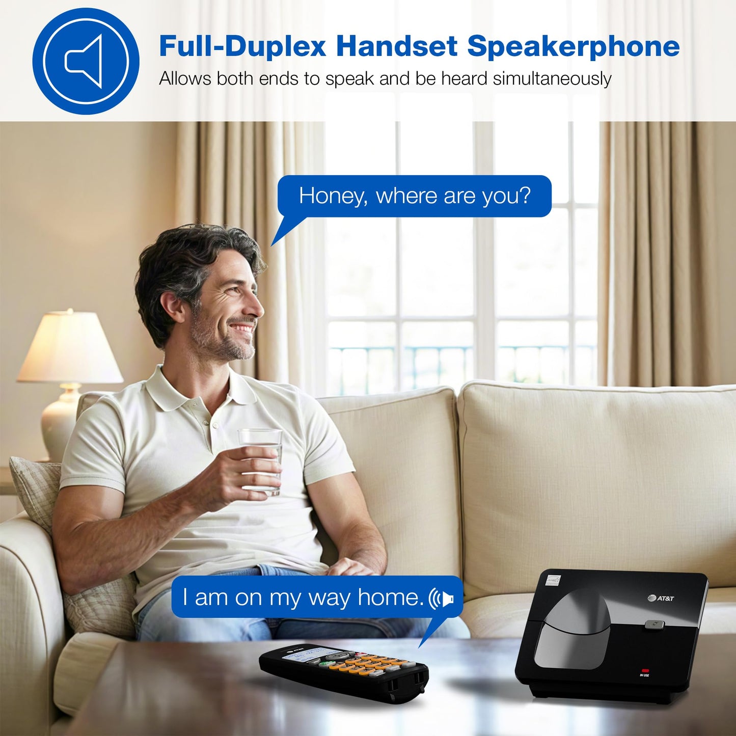 AT&T EL1121-21 2-Handset DECT 6.0 Cordless Landline Phone with Caller ID, Full-Duplex Speakerphone, Backlit Display & Keypad - Quiet & ECO Mode