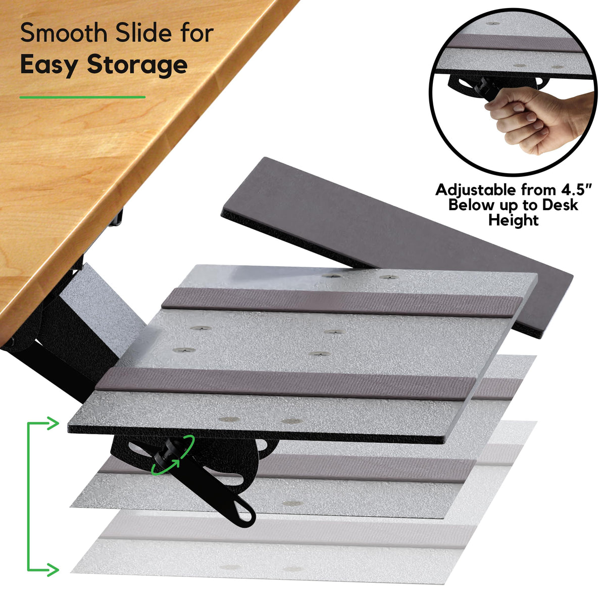 KT1 Ergonomic Keyboard Tray Under Desk - Under Desk Keyboard Tray Slide Out with Adjustable Height and Tilt - Easy to Slide and Swivel 360 Degree - Keyboard Drawer with Adjustable Mouse Pad