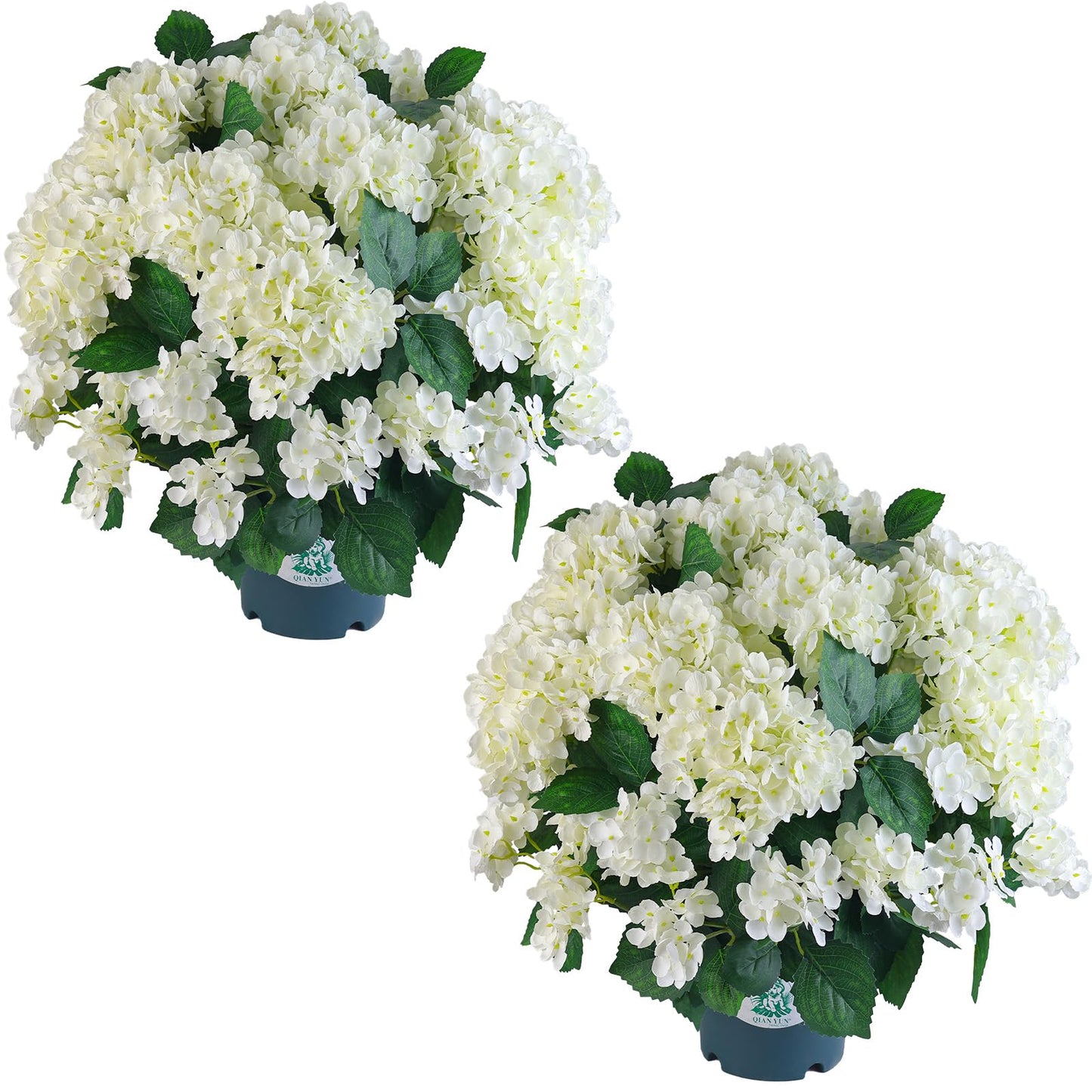 QIANYUN Artificial Hydrangea Bush – 20 Inch Potted Faux Hydrangea Plant, UV Resistant Outdoor Hydrangea Artificial Plants for Front Porch, Garden, Patio & Indoor Decor