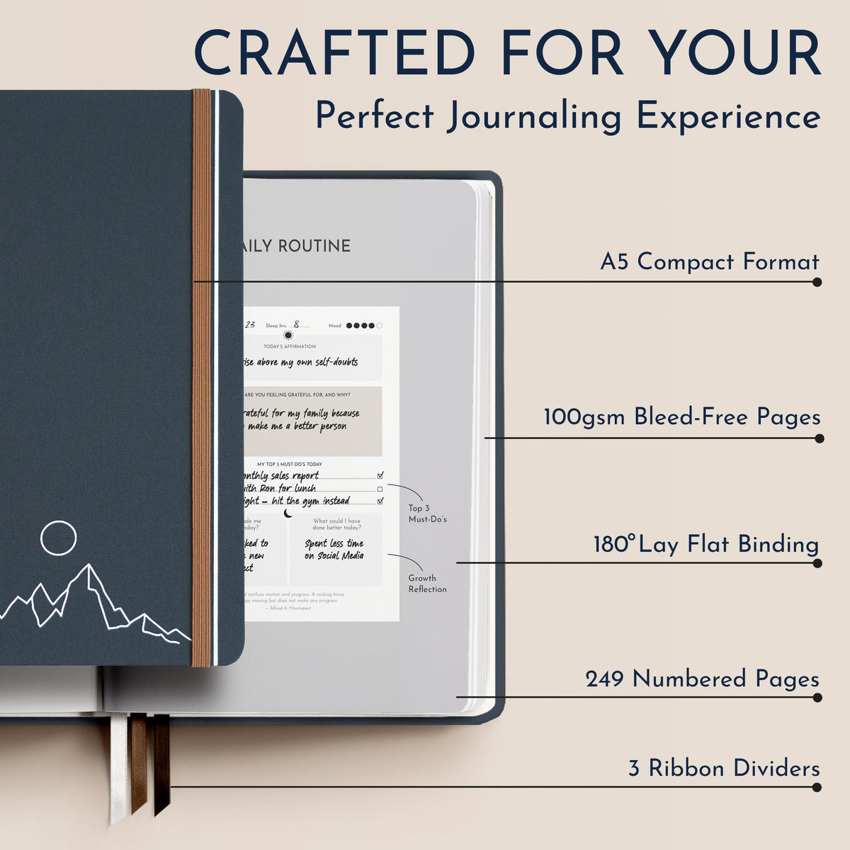 Premium Gratitude Journal for Men – 6 Month Guided Daily Prompts, Habit Tracker – Hardcover, 249 Pages, Lay Flat, 100gsm Paper – Mens Mindfulness Gifts, Mental Health, Self Mastery, Gift Boxed