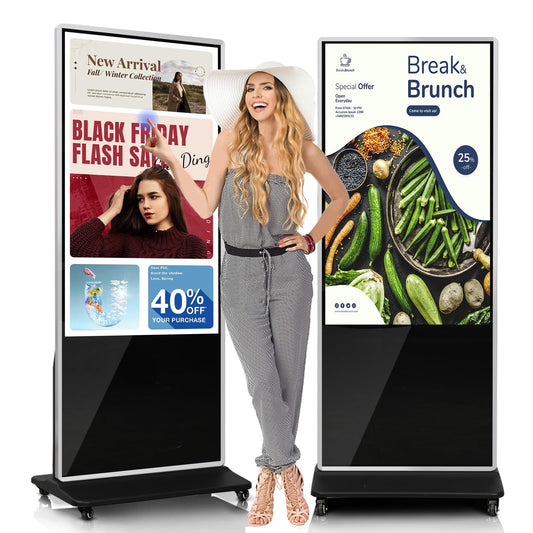 KEINONE 55" 4K LCD Touchscreen Digital Signage Display, Indoor Floor Standing Advertising Kiosk, Commercial Digital Signage Player, HDMI WiFi Bluetooth Input Auto AD Player, 4+32GB Android 14.0 Black