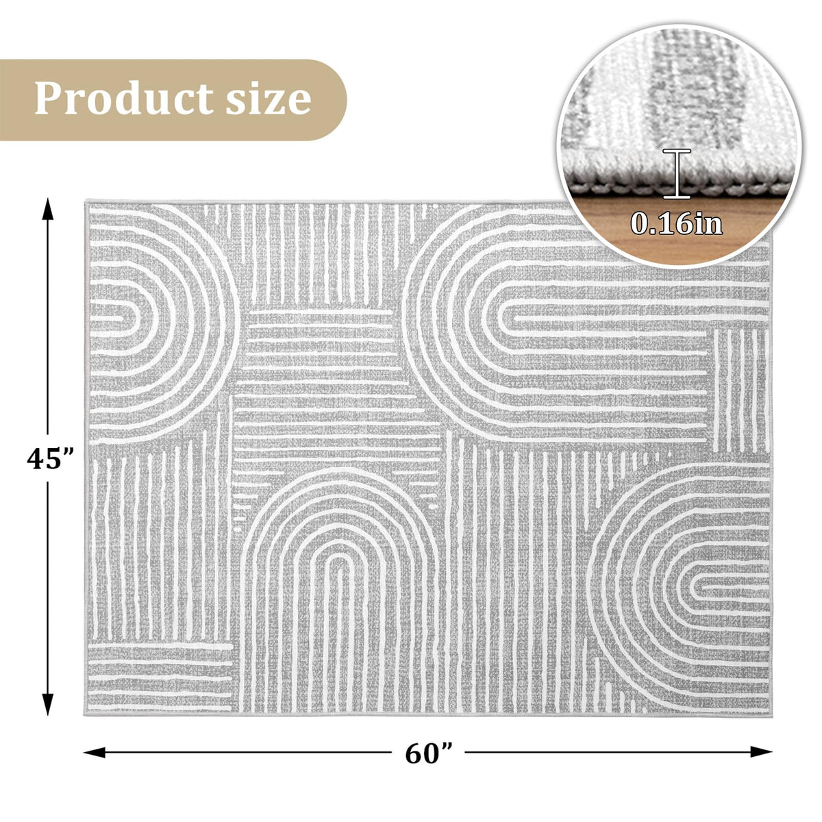 Office Chair Mat for Hardwood Floor, 60"x45" Easy Glide Computer Desk Mat Protector for Rolling Chair Under Desk Rug Nonslip Backing, Machine Wash, (Modern)