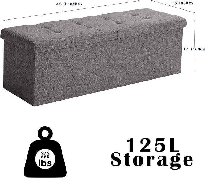 45.3 Inches Foldable Seat Footrest Shoe Bench End of Bed Storage