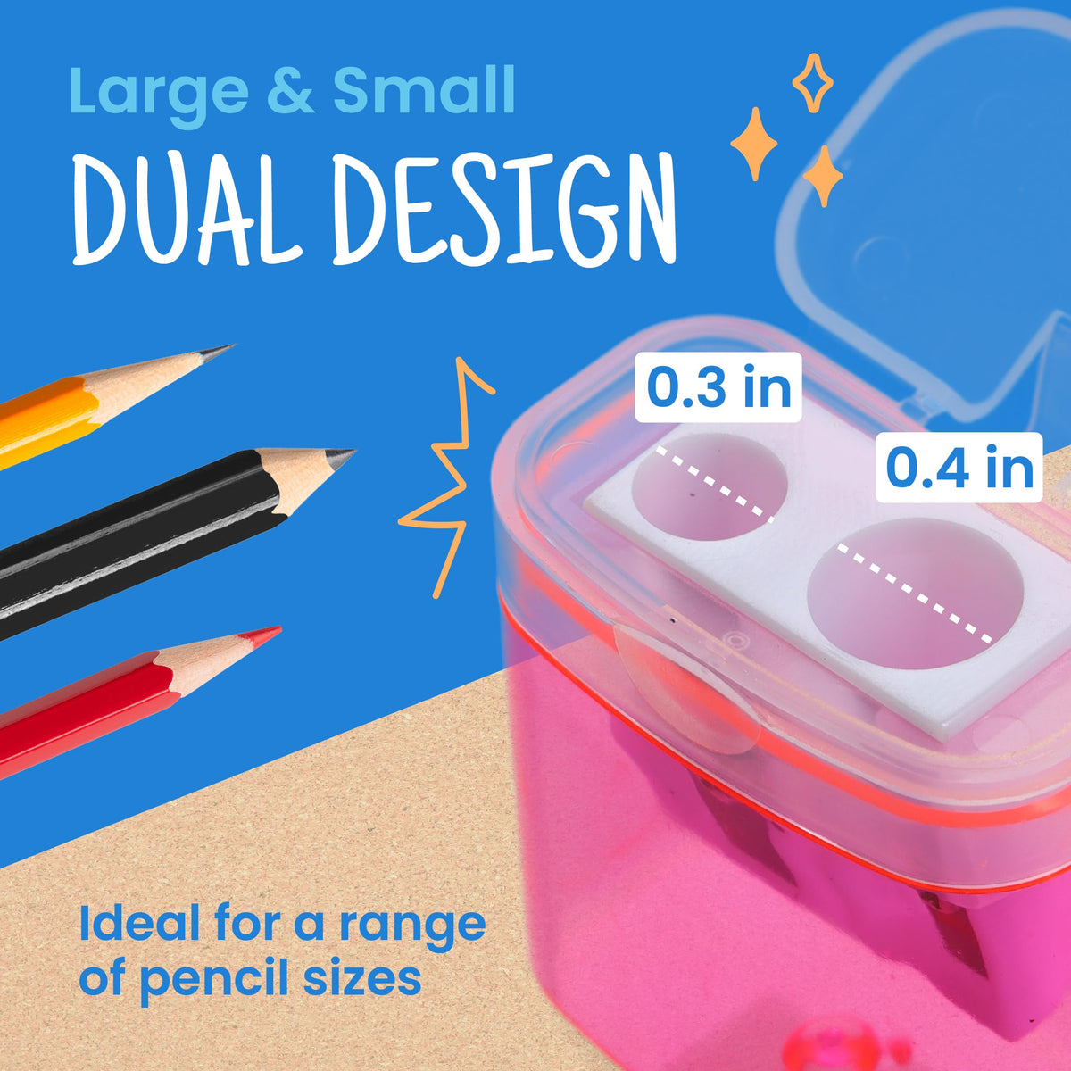 Craftzilla Pencil Sharpener 100 Pack, Manual Pencil Sharpeners Bulk for Kids with Lid, Perfect for School, Office, and Home