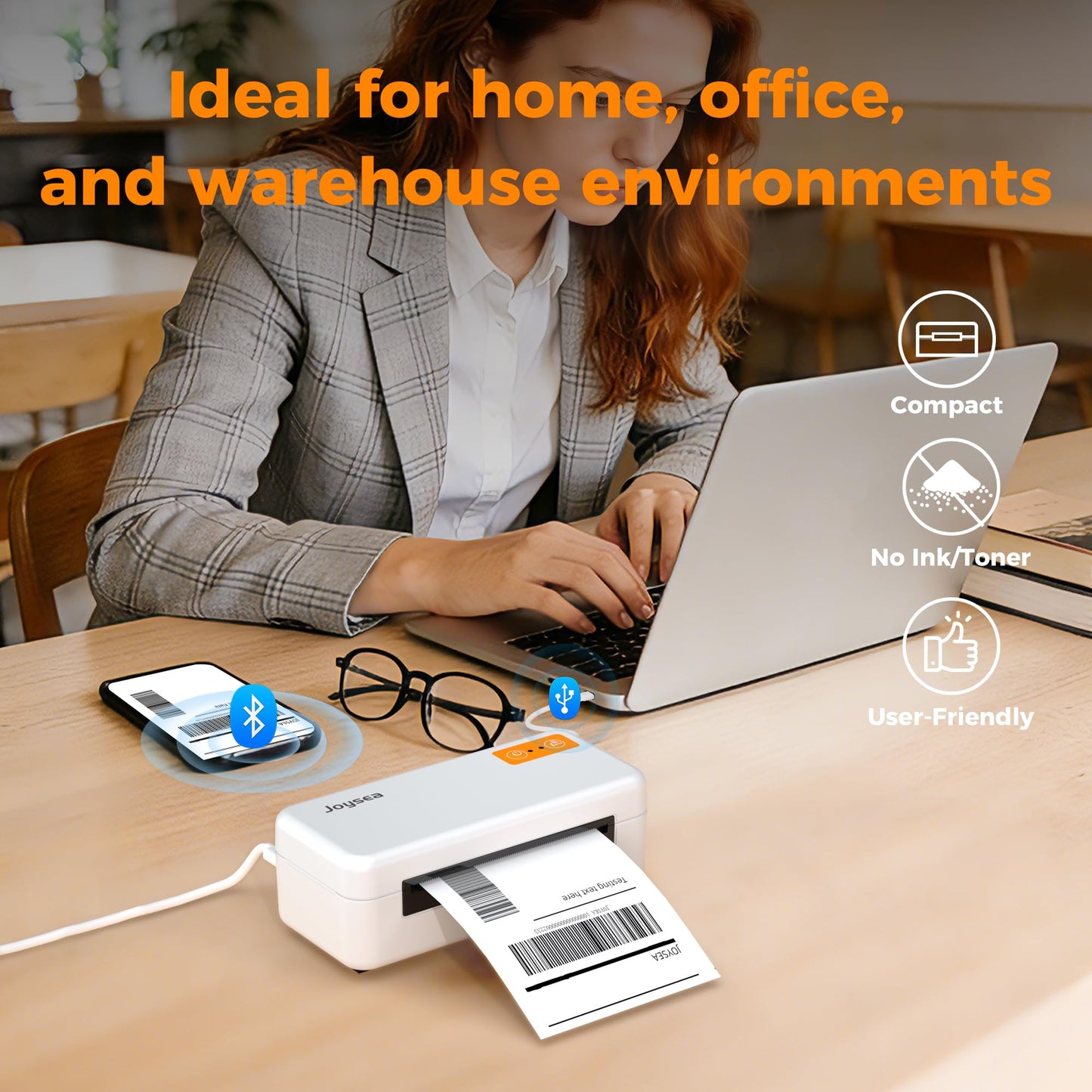Joysea Bluetooth Shipping Label Printer, E41 Pro 4x6 Wireless Thermal Printer for Amazon, FedEx, USPS Labels, Compatible with iOS, Android, Windows Mac
