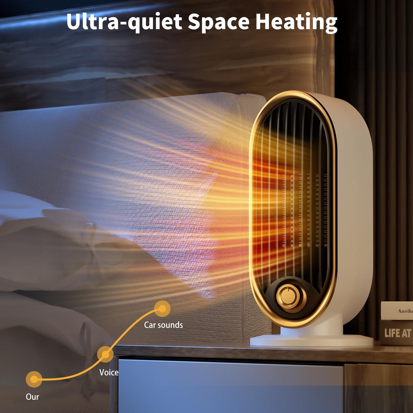Space Heater, 800 Watts Space Heaters for Indoor Use, Tip-Over Protection, Fast Heat, Thermostat, Desktop and Floor, Small Portable Space Heater for Bedroom, Office, Dorm, Living room, Garage