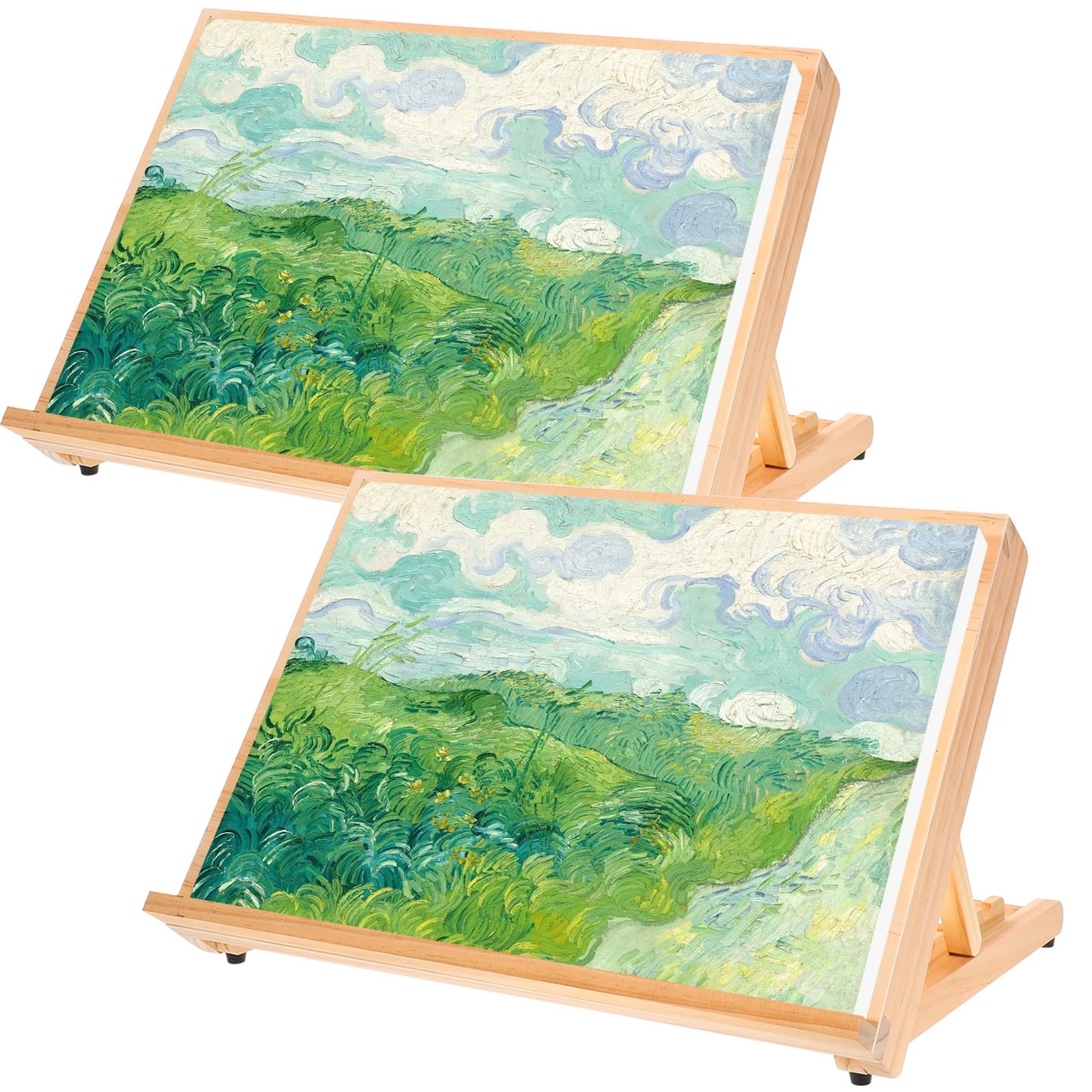 2PCS Tabletop Easel for Painting 17.7"x11.8" Adjustable Angle Portable Easel Tabletop Wooden Easel Stand for Canvas Book Artwords Display
