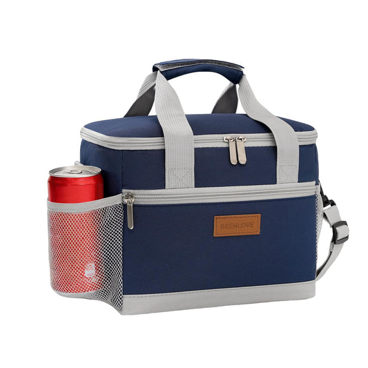 SODEER Lunch Box for Women and Men Reusable,Leakproof Lunch Cooler,Lunch Box with Shoulder Strap for Meal Office Tour,Navy Blue