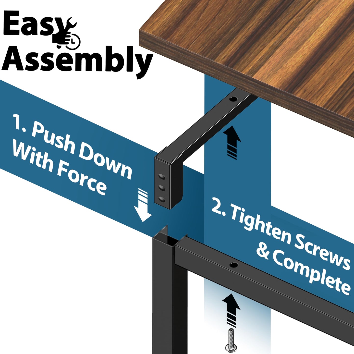 SHW Mission 55-Inch Home Office Computer Desk, Walnut