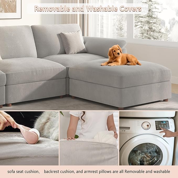 EASE MOOSE Oversized Sectional Modular Sofa, Large U Shape Sectional Couch Wide