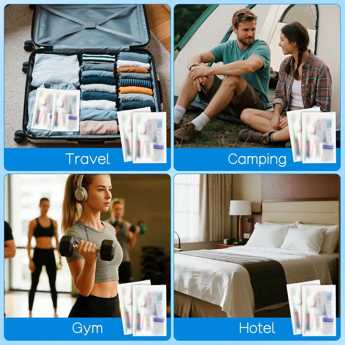 Travel Size Toiletries Kits Disposable Toiletry Set in Bulk, Portable Trial Size Personal Hygiene Care Package Supplies Amenities Essentials for Camping/ Hotel/Guest/Homeless/Charity 9-in-1 (60 Pack)