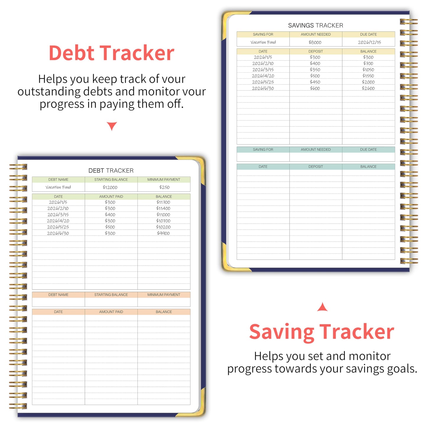 Budget Planner - Monthly Budget Book B5, Undated 12 Month Expense Tracker Notebook with Metal Corner Protectors & Bill Organizer, Hard Cover Financial Account Book for Women Men Home Business, Purple