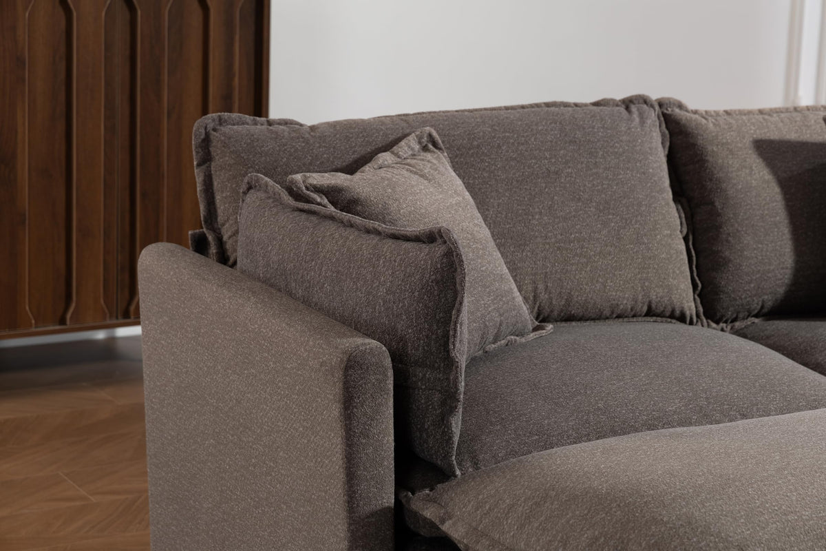 Eafurn Oversized Reversible Modular Sectional Sofa with Movable Ottoman, Convertible L Shaped Corner Couch Modern Chenille Sofa Set w/Double Layers Seat Cushions for Living Room Apartment