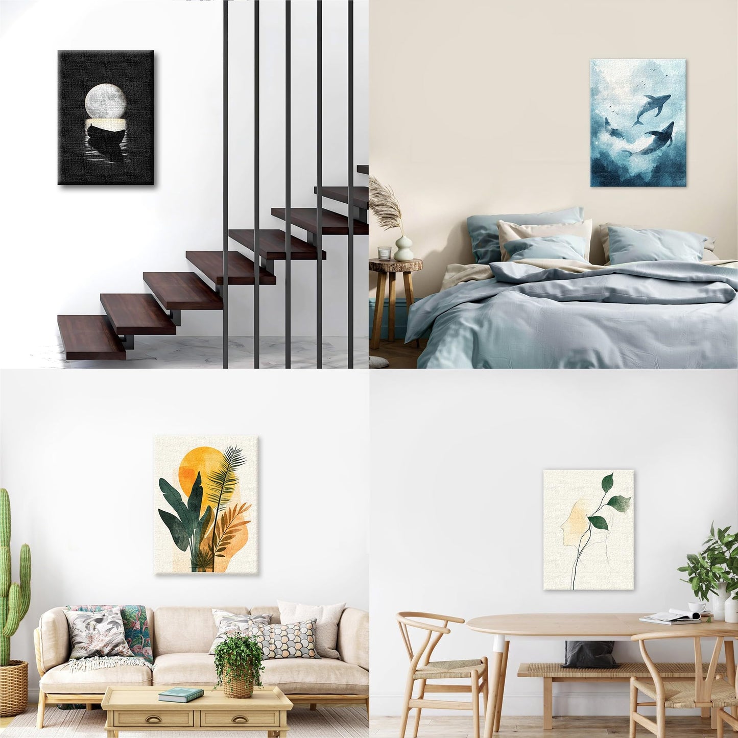 Framed Canvas Wall Art Print, Modern Ready to Hang Home Decor Tree, Wall Hanging Decor Painting Poster Artwork for Living Room, Bedroom, Bathroom, Gift, Home Decoration 7.8 x 11 Inch D73
