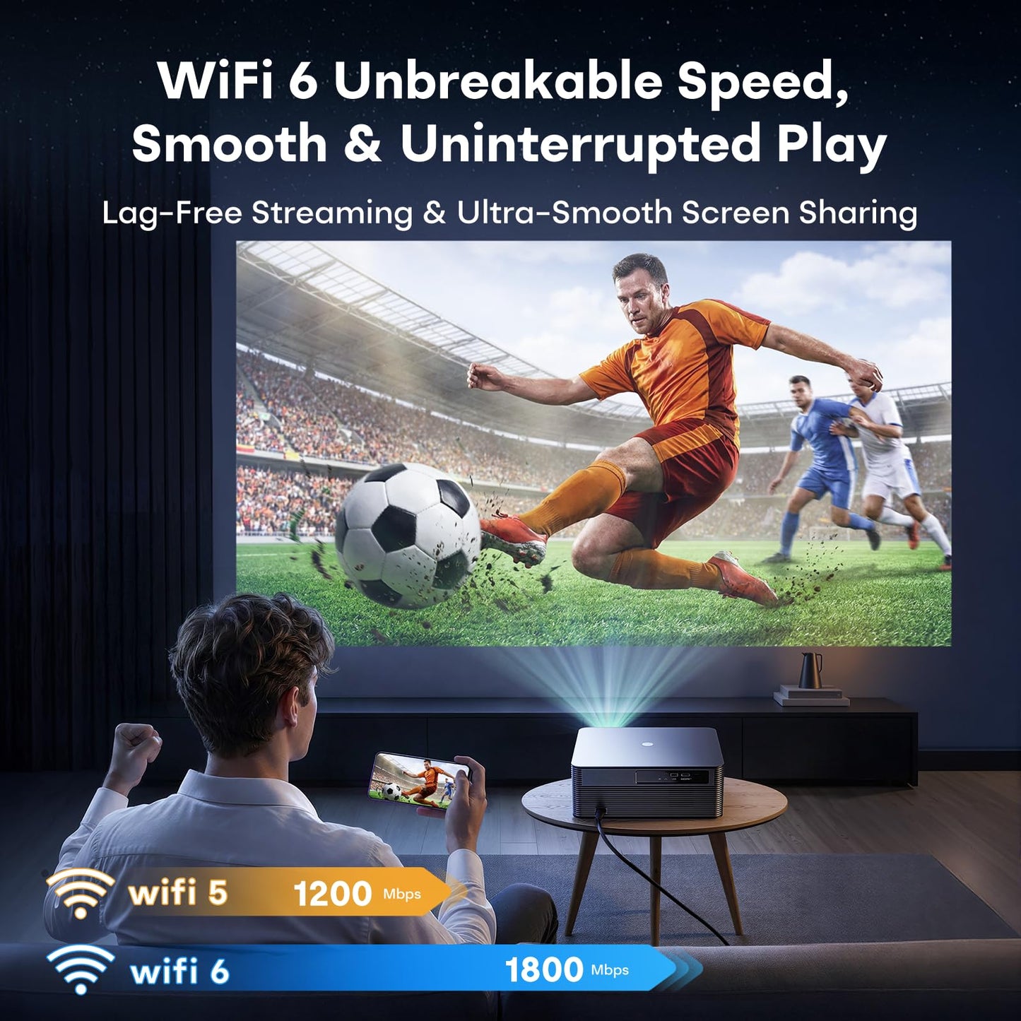 Boldever 1500 ANSI Google TV Smart Projector - 4K Projector with WiFi and Bluetooth, 20W HiFi Speakers Outdoor Movie Proyector, Auto Focus & Keystone Projector for Home Theater Indoor