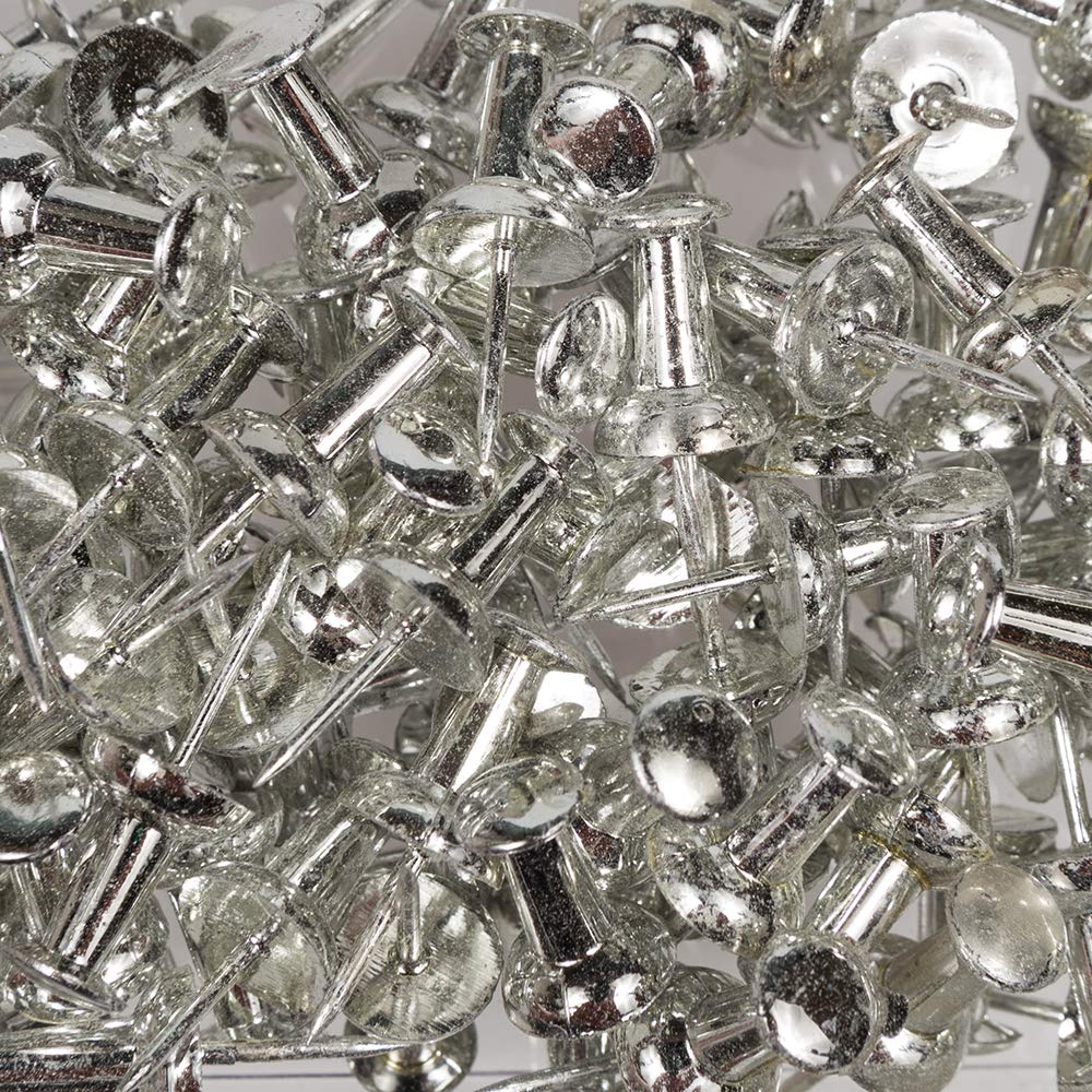 JAM PAPER Colorful Push Pins - Silver Pushpins - 100/Pack
