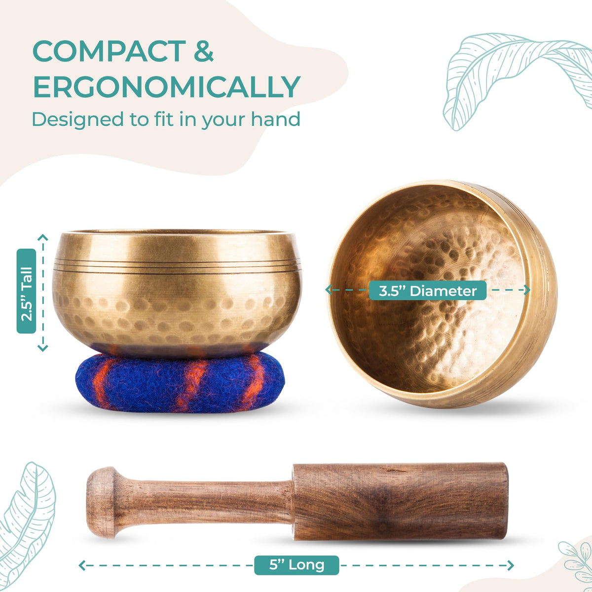 Handcrafted Tibetan Singing Bowl Set – 3.5” Sound Bowl for Meditation, Sound Healing & Yoga – Healing Instrument with Wooden Striker & Cushion – Authentic Hand-Hammered in Nepal