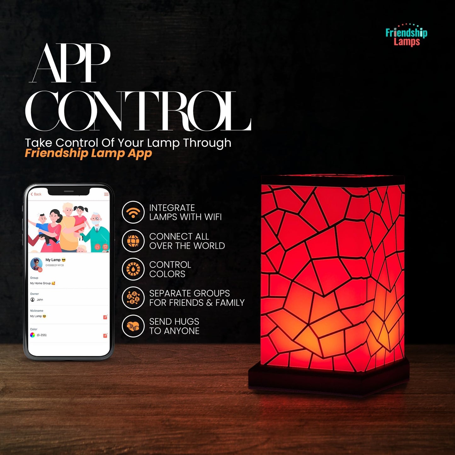 Friendship Lamp® by Filimin Classic - Best Friend Lamps Wi-Fi Touch Lamp LED Light for Long-Distance, Connection, Relationship, Friendship, Gifts, Love, 200+ Colors, App Setup - Single
