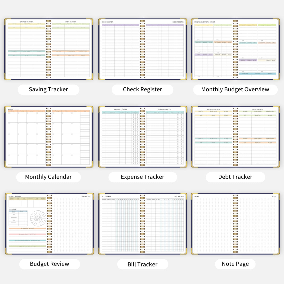 Budget Planner - Monthly Budget Book B5, Undated 12 Month Expense Tracker Notebook with Metal Corner Protectors & Bill Organizer, Hard Cover Financial Account Book for Women Men Home Business, Purple