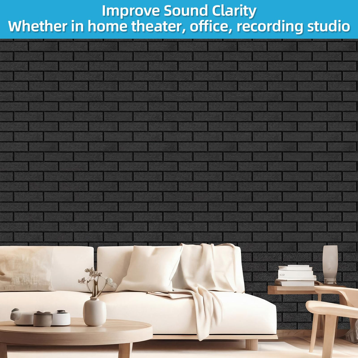 BrightRow 20 Pack Acoustic Panels 12" X 12" Soundproof Wall Panels with Self Adhesive High Density Brick Pattern Sound Absorbing Decorative for Home Office Gaming Room Studio