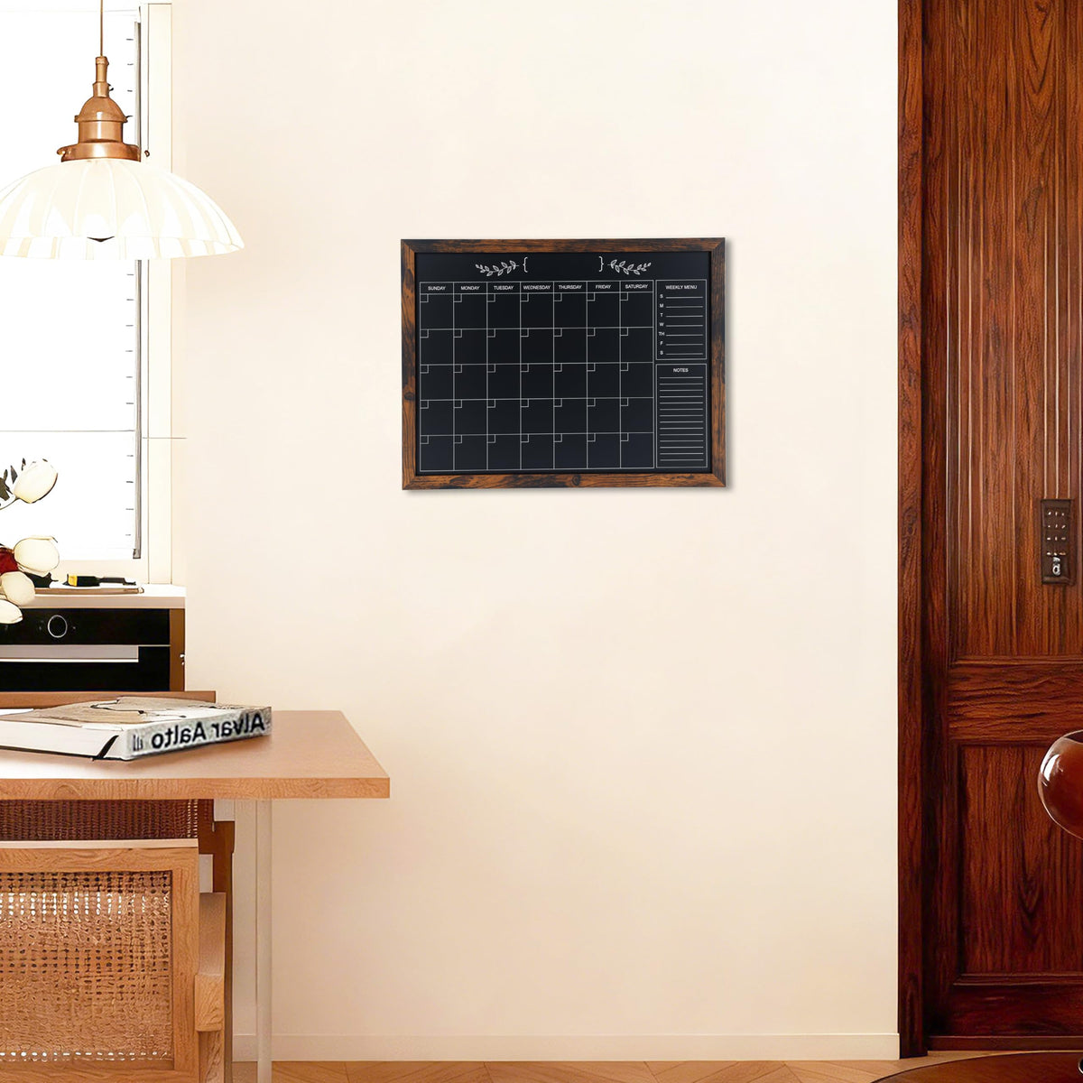 Marribol Chalkboard Calendar for Wall,13" x 17",Small Rustic Framed Magnetic Chalkboard for Home Kitchen Office School