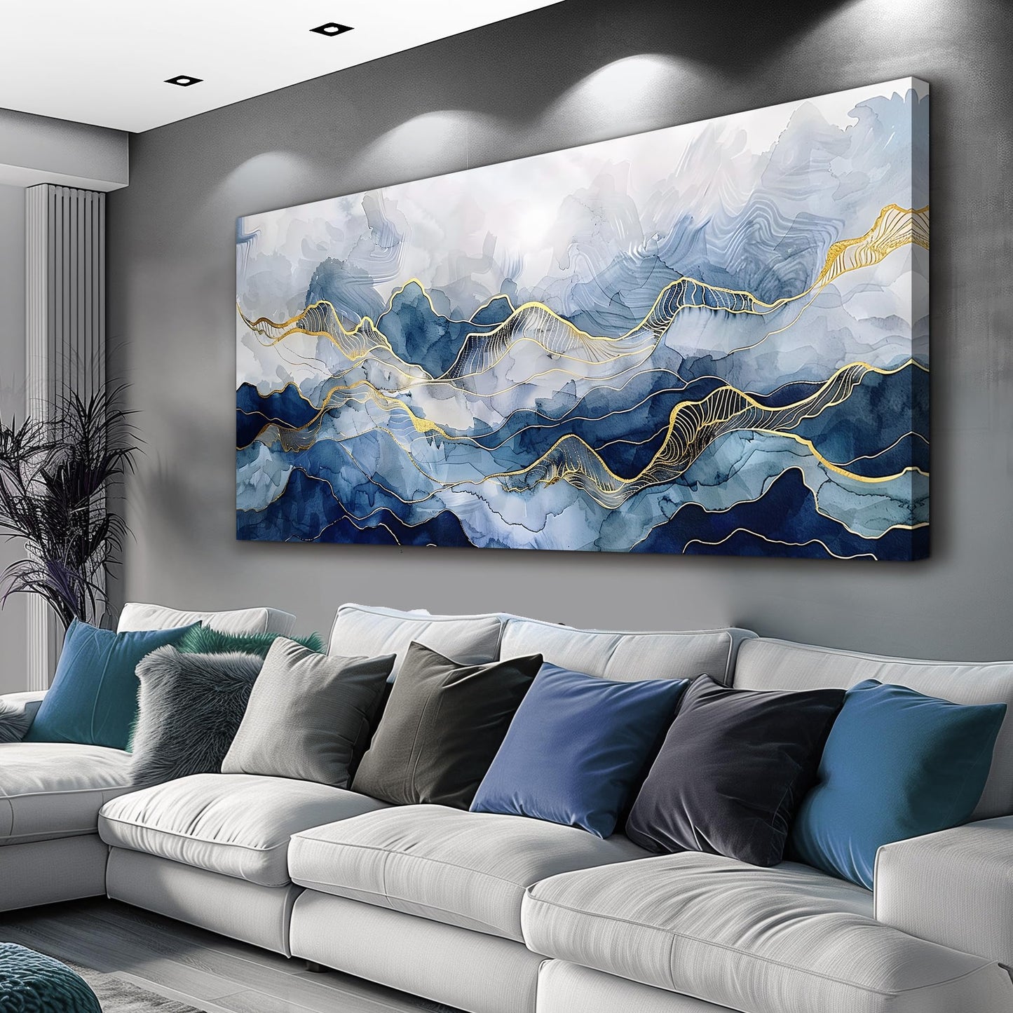 FUHAIHUA Abstract Ink Paintings Canvas Decor For Bedroom Wall Art For Living Room Office Decorations Minimalism Pictures Canvas Prints Artwork Ready to Hang Modern Home Decor 20"X40"