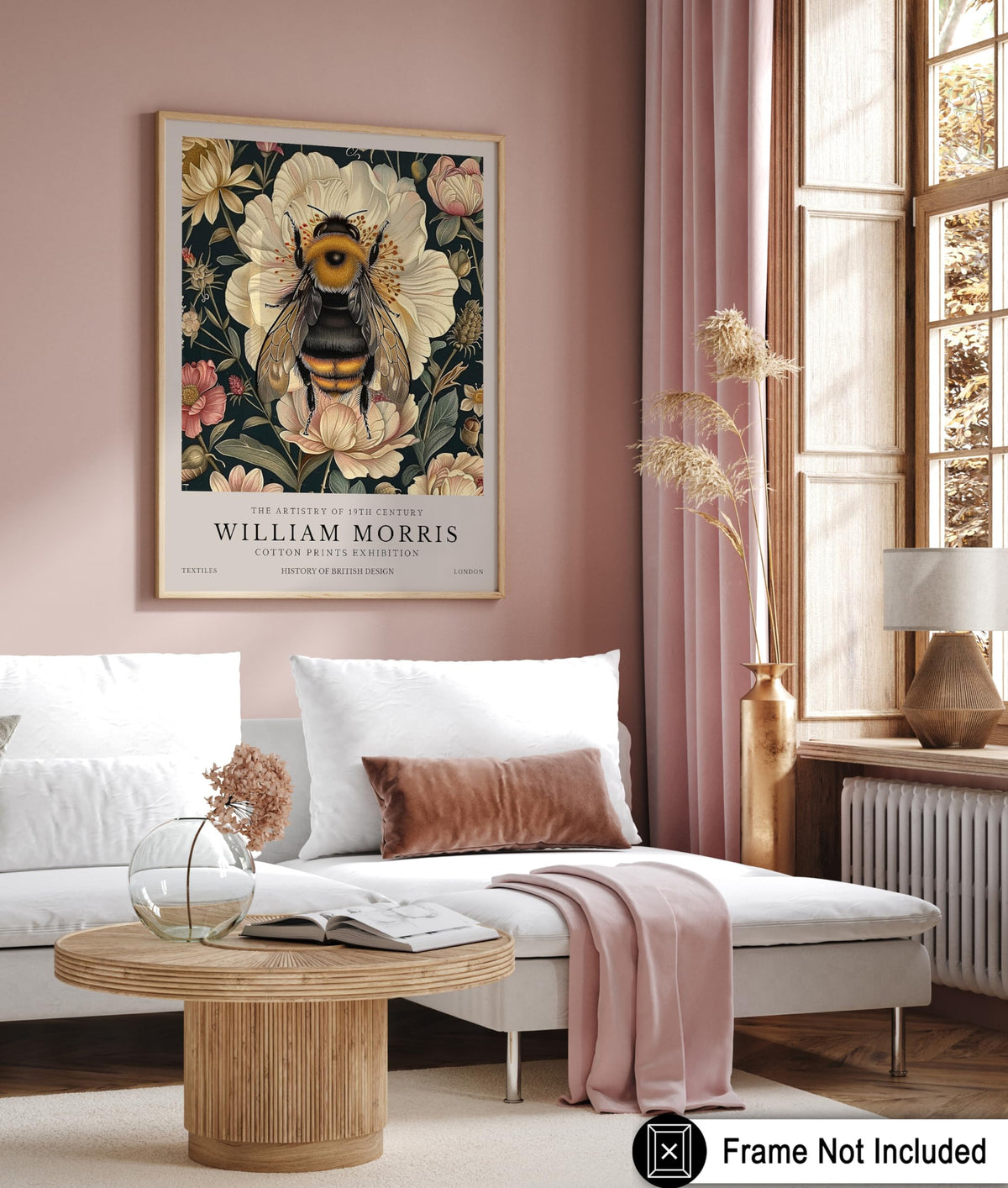 Monem Art William Morris Poster - Bumble Bee Print - Flower Poster - Botanical Poster - Floral Painting - Bee Artwork - Aesthetic Office or Bedroom Decor - 11x14 UNFRAMED Wall Decor