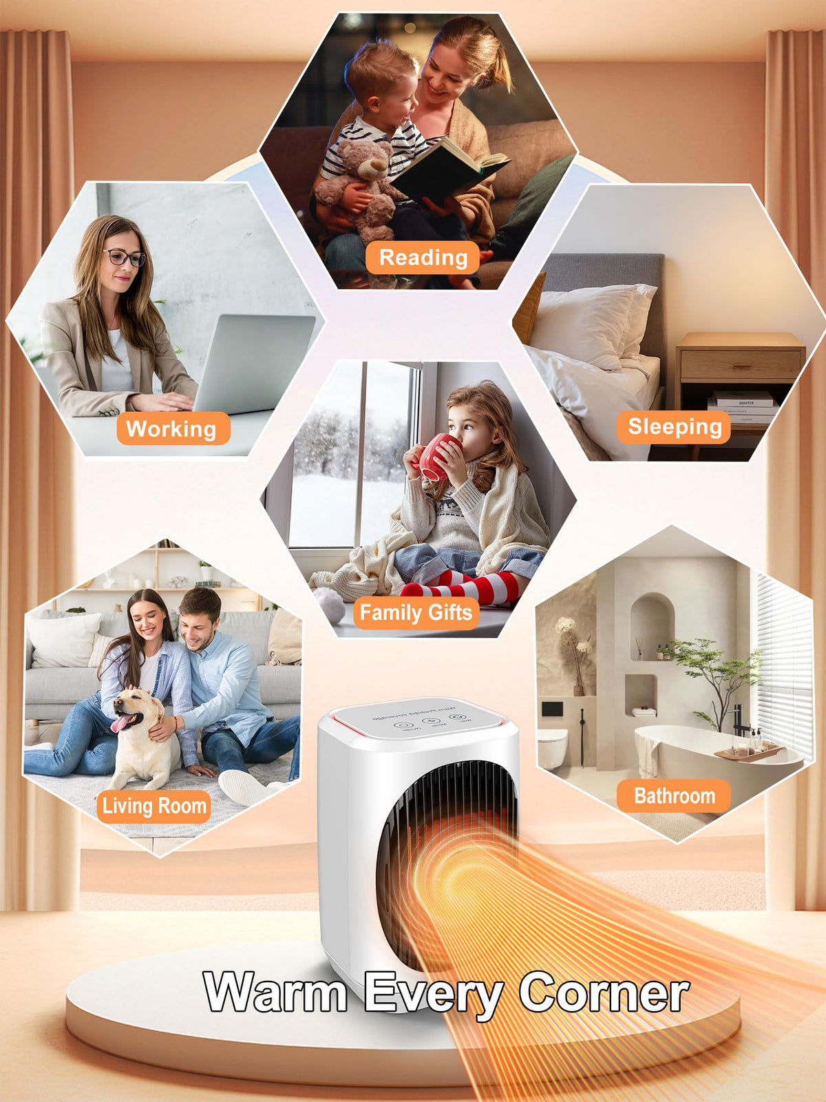 iFTY Small Space Heater for Indoor Use, Portable Electric Heaters with 3 Modes, 70° Oscillation, Remote Control, Overheating Protection, 1500W PTC Ceramic Fast Safety Heating For Bedroom Office Desk