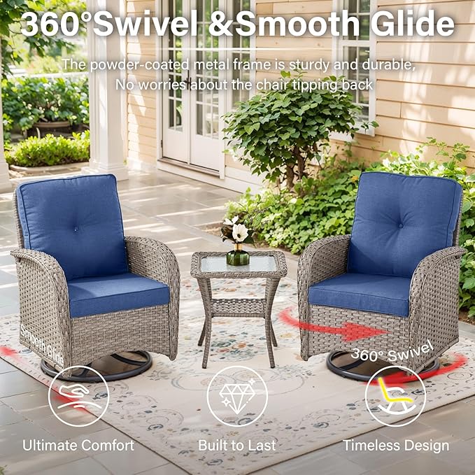 Belord Swivel Patio Chairs Wicker Set